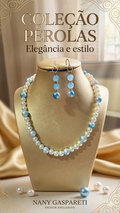 Colar de pérolas azul multicor