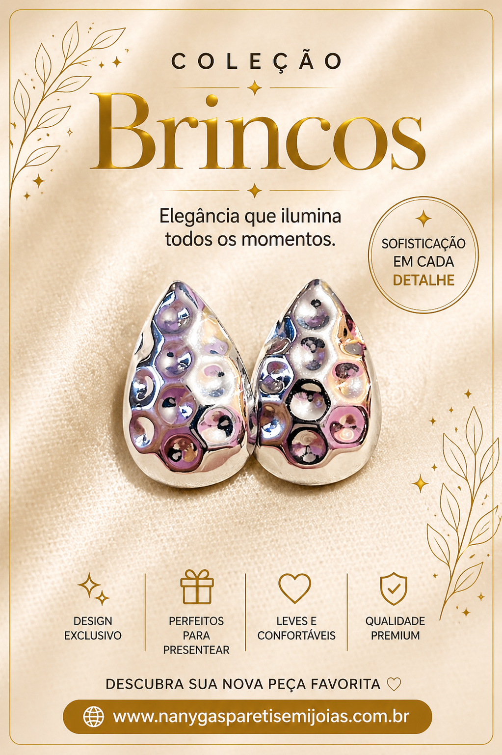 Brinco gota de prata