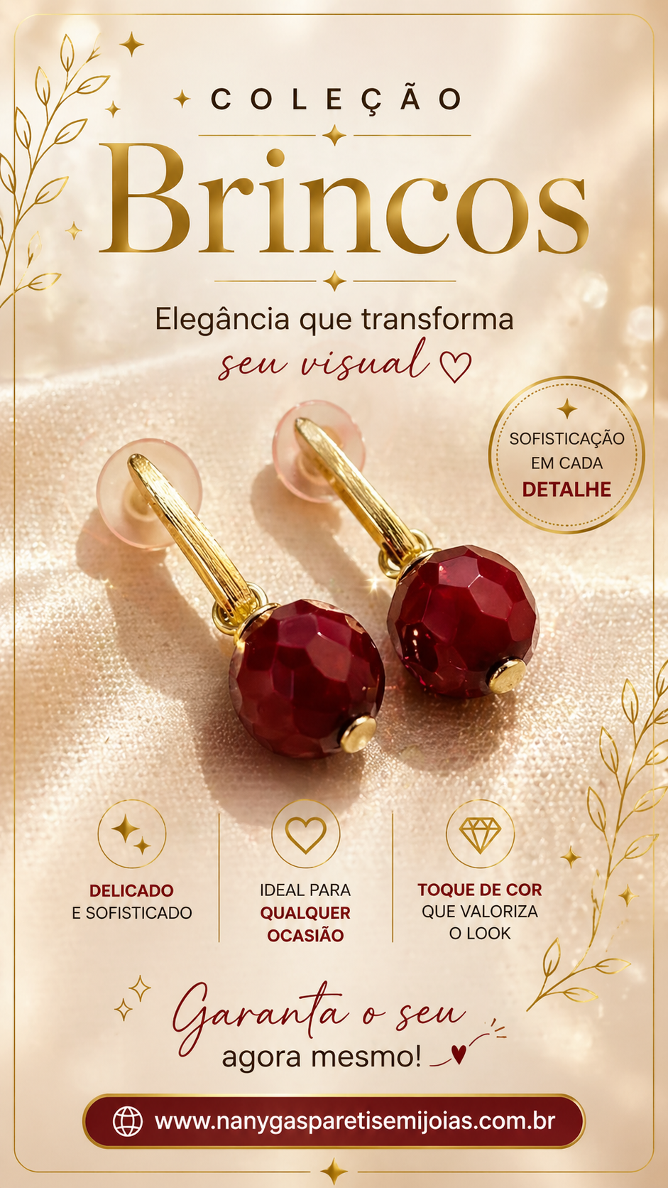 Brinco com pedra vermelha
