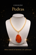 Colar em pedras e pingente Agata rose