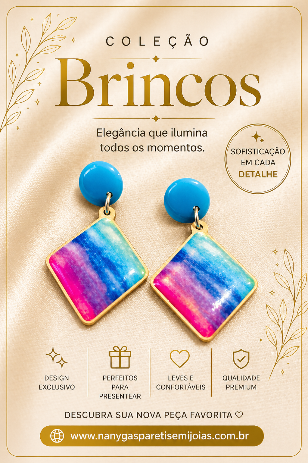 Brinco geométrico azul