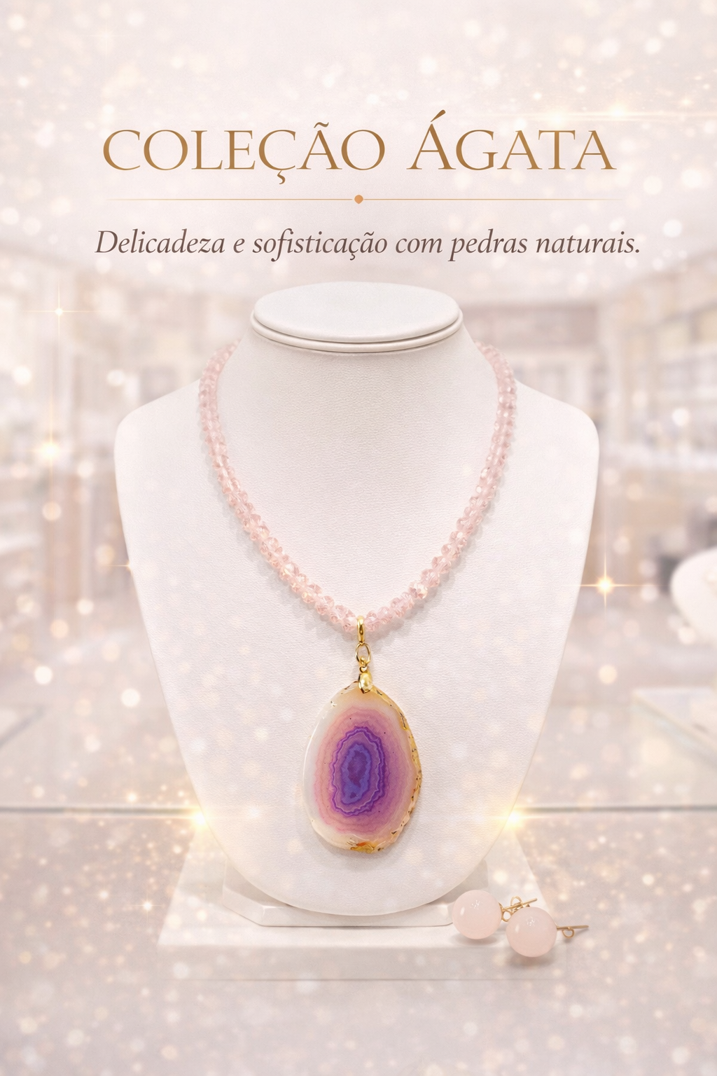 Colar de cristal com Ágata roxa