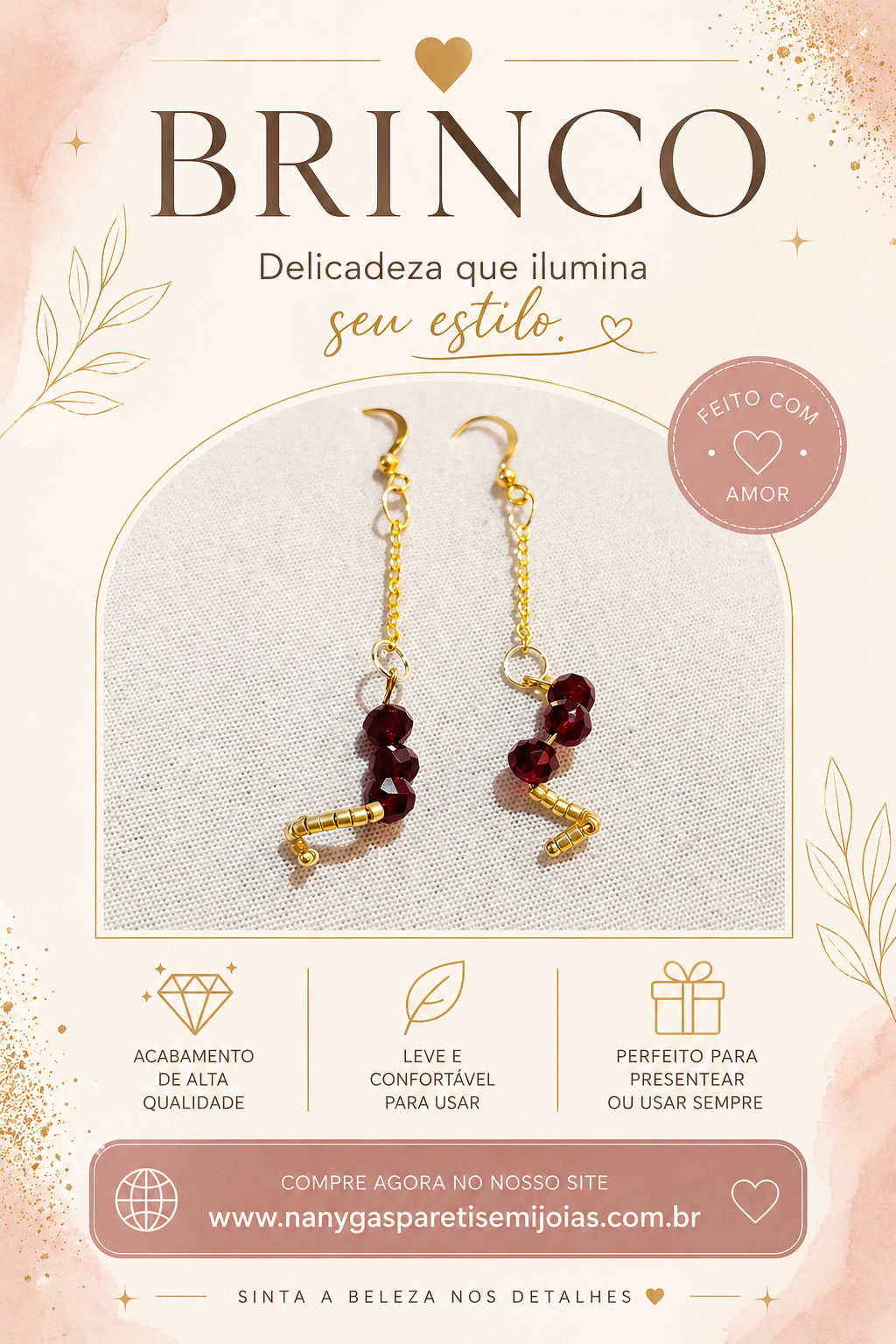 Brinco vermelho cristal