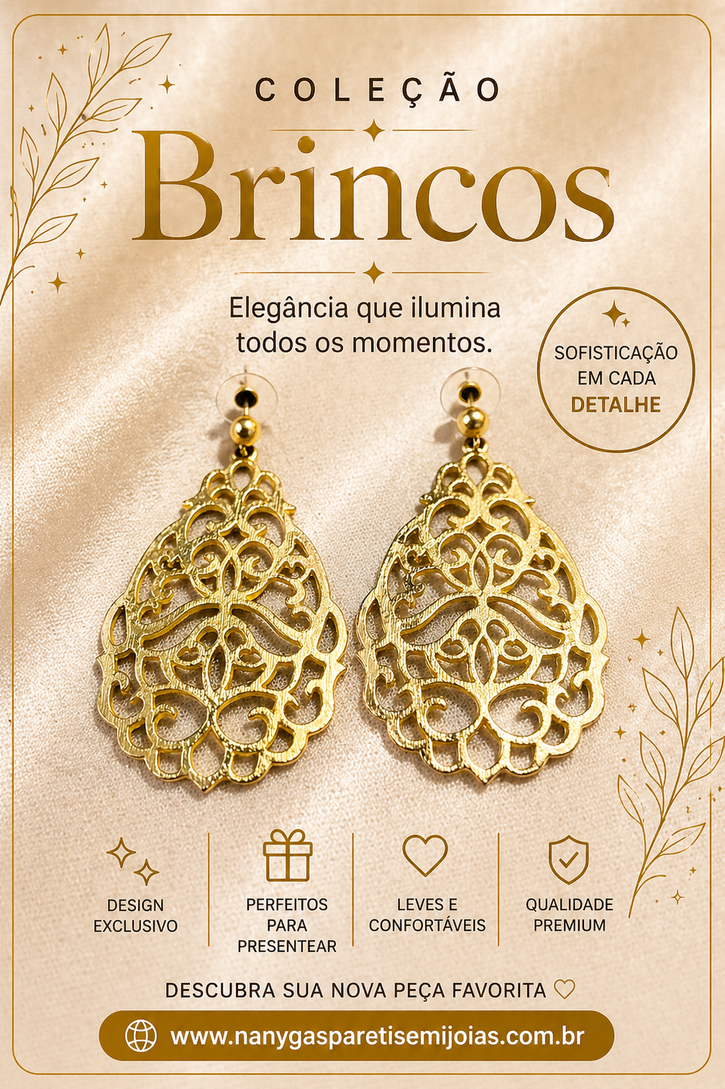 Brinco dourado vazado