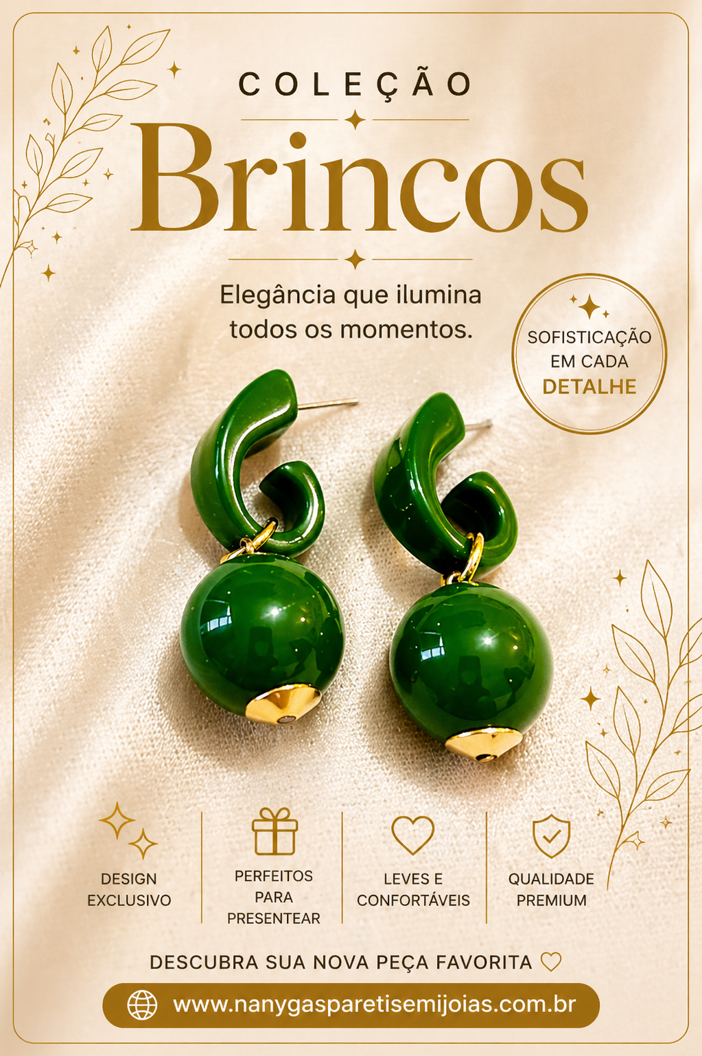 Brinco resina verde