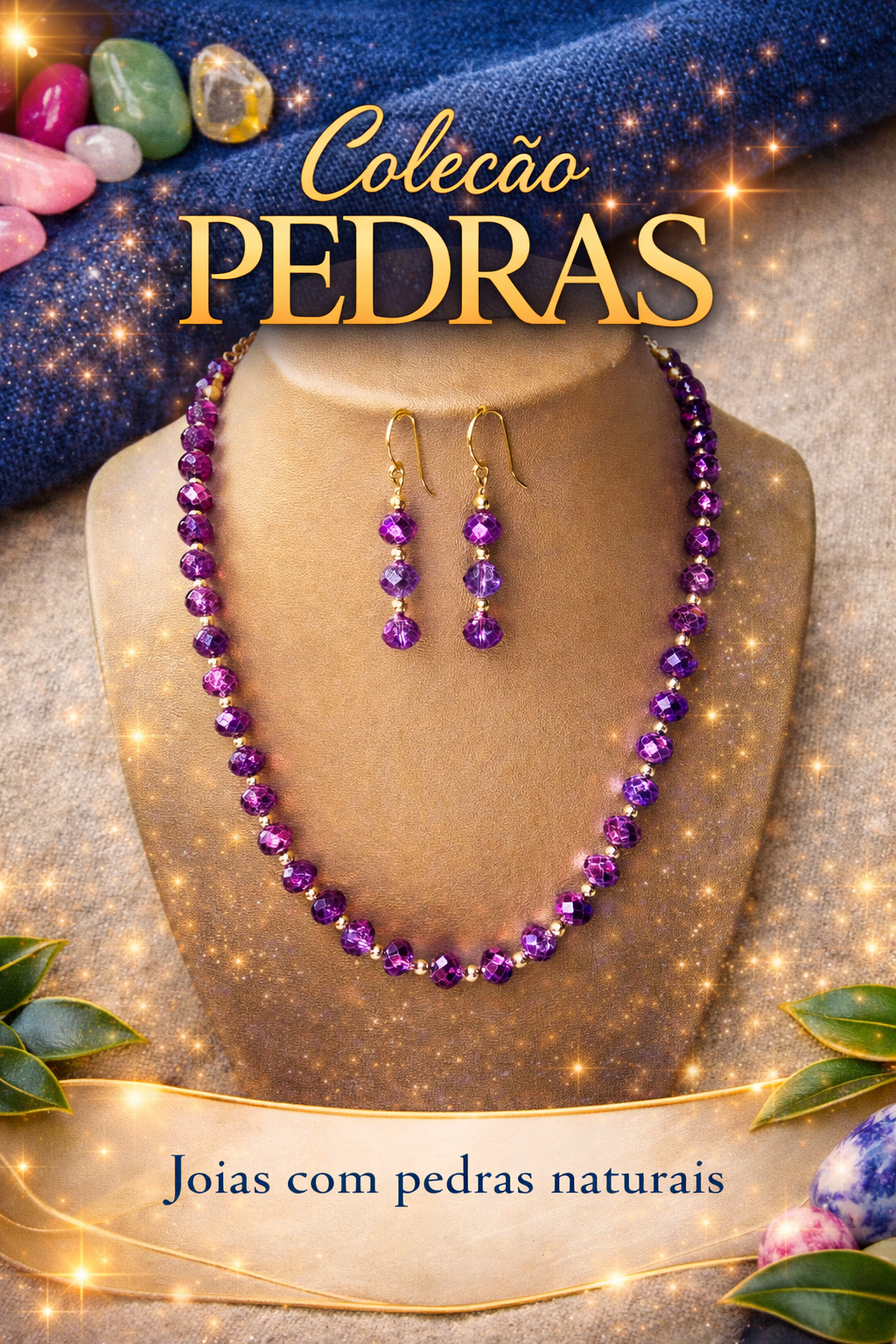 conjunto de pedras lilas