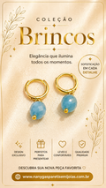 Brinco dourado pedra turquesa