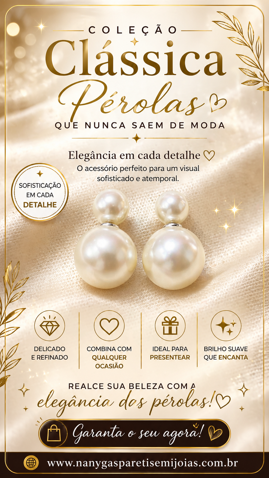Brinco de pérolas duplo