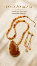 Colar com cristal com pingente marrom