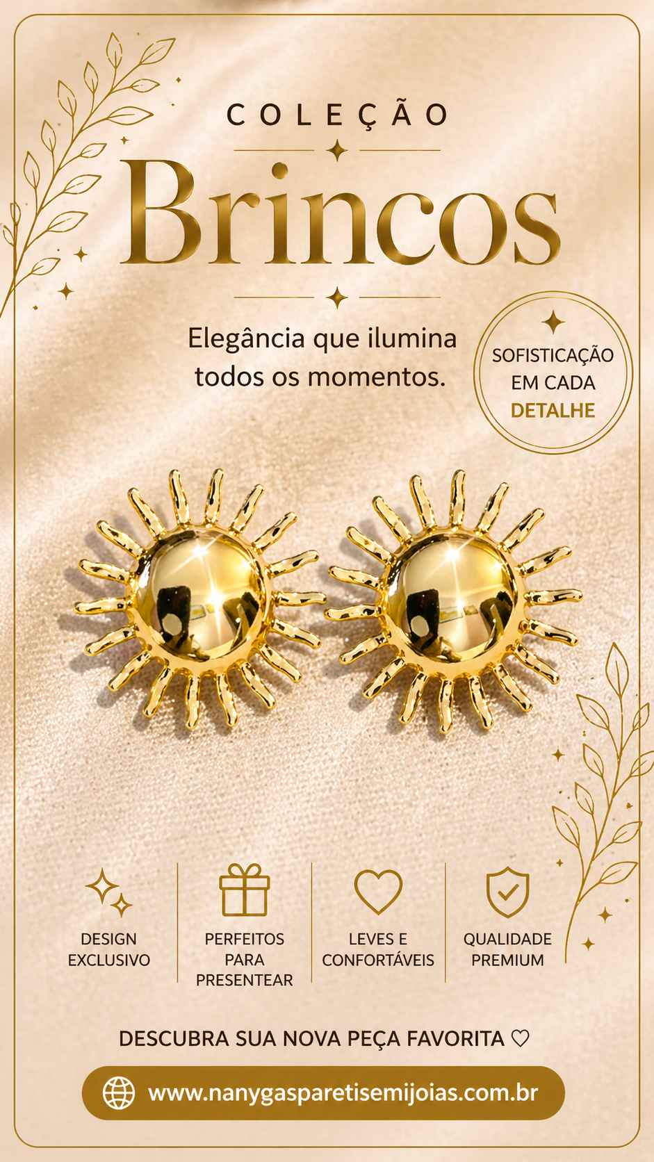 Brinco Sol dourado