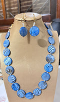 Conjunto madre pérolas azuis Pedras