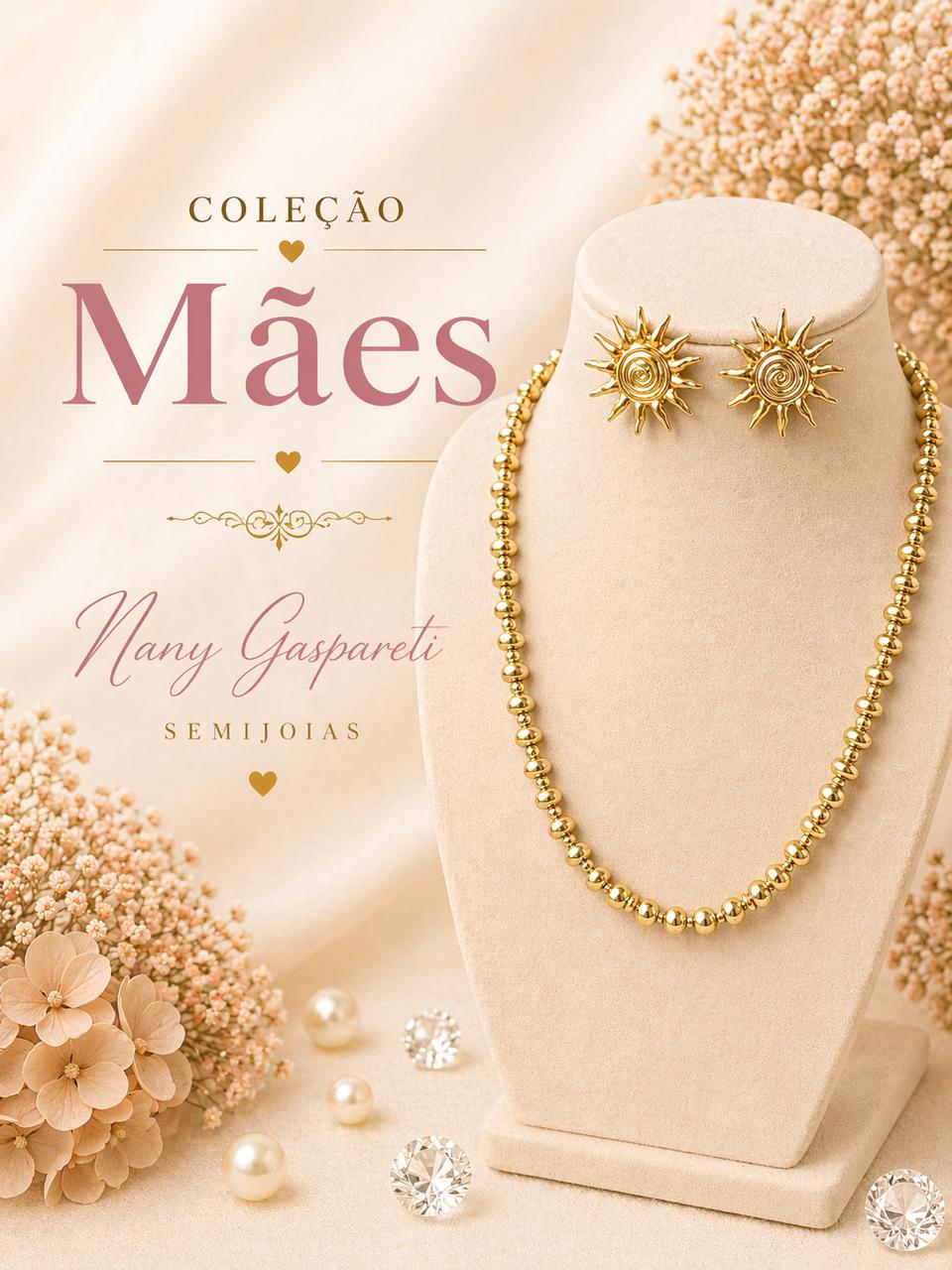 Conjunto Pedra Hematita - Dourado Maes
