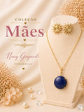Conjunto Pedra e Dourado - Pedras Lapiz Lazuli - Maes