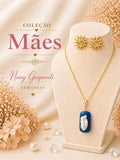 Conjunto Pedra e Dourado - Pedra Turquesa - Maes