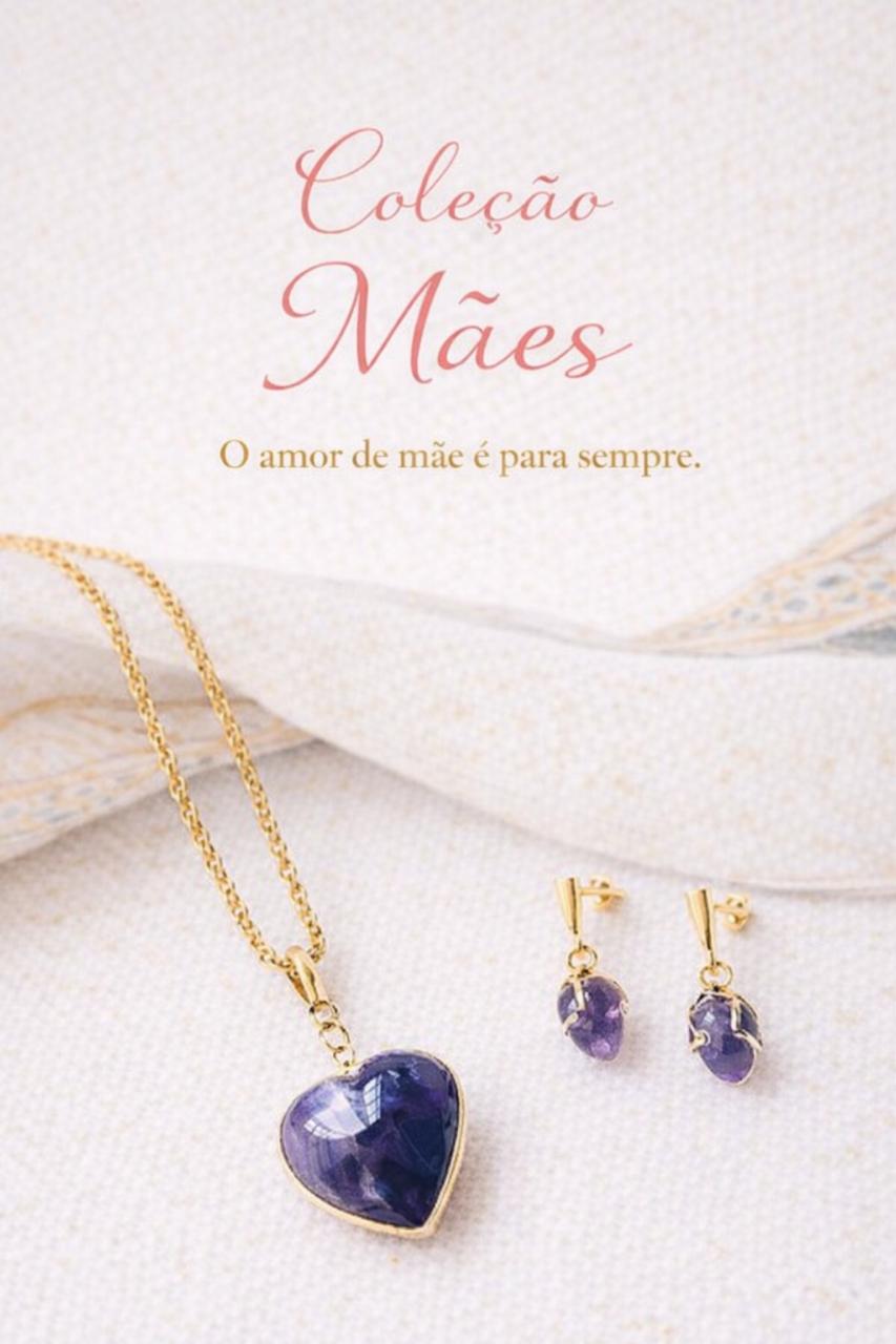 Conjunto Pedra Dourado Ametista - Maes