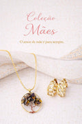 Conjunto Pedra e Dourado Arvore da Vida - Mae