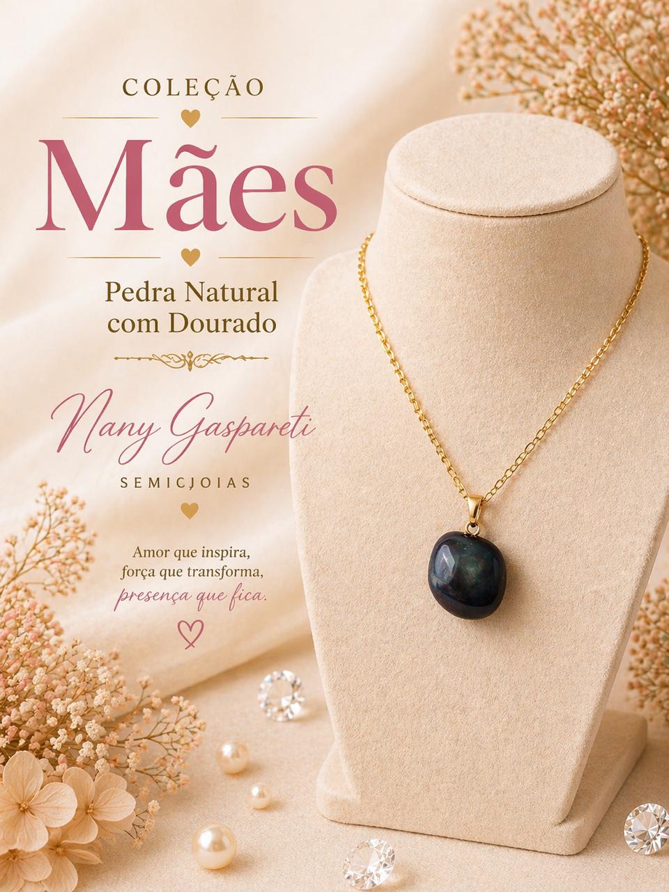 Corrente Pedra Dourado Onix Mae