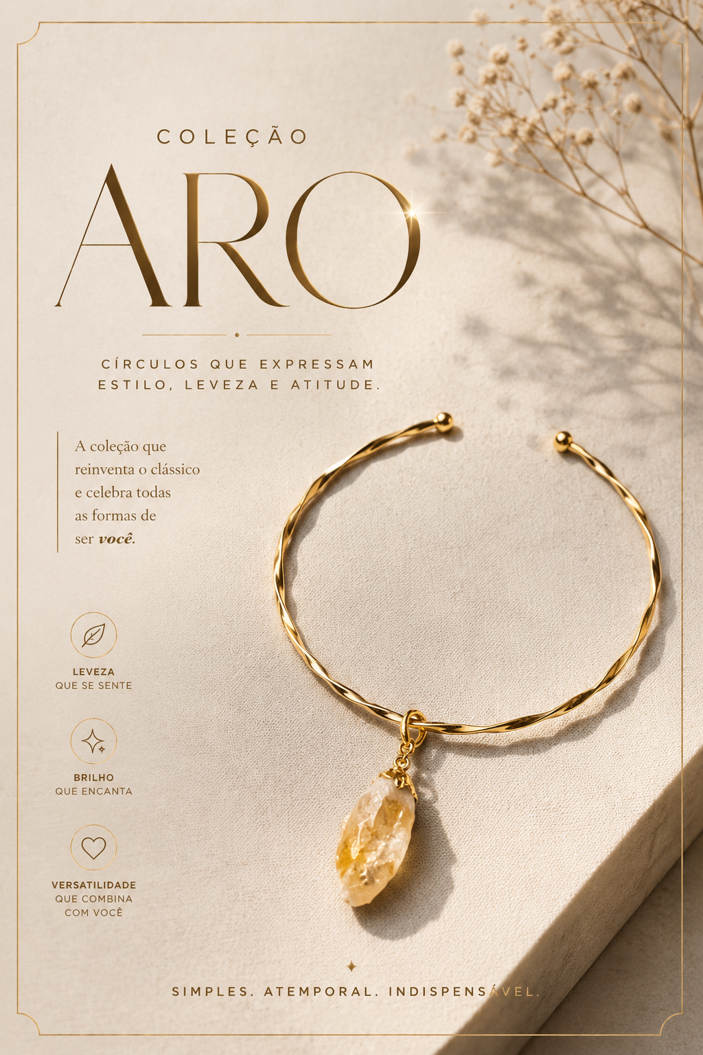 ARO DOURADO PEDRA CITRINO